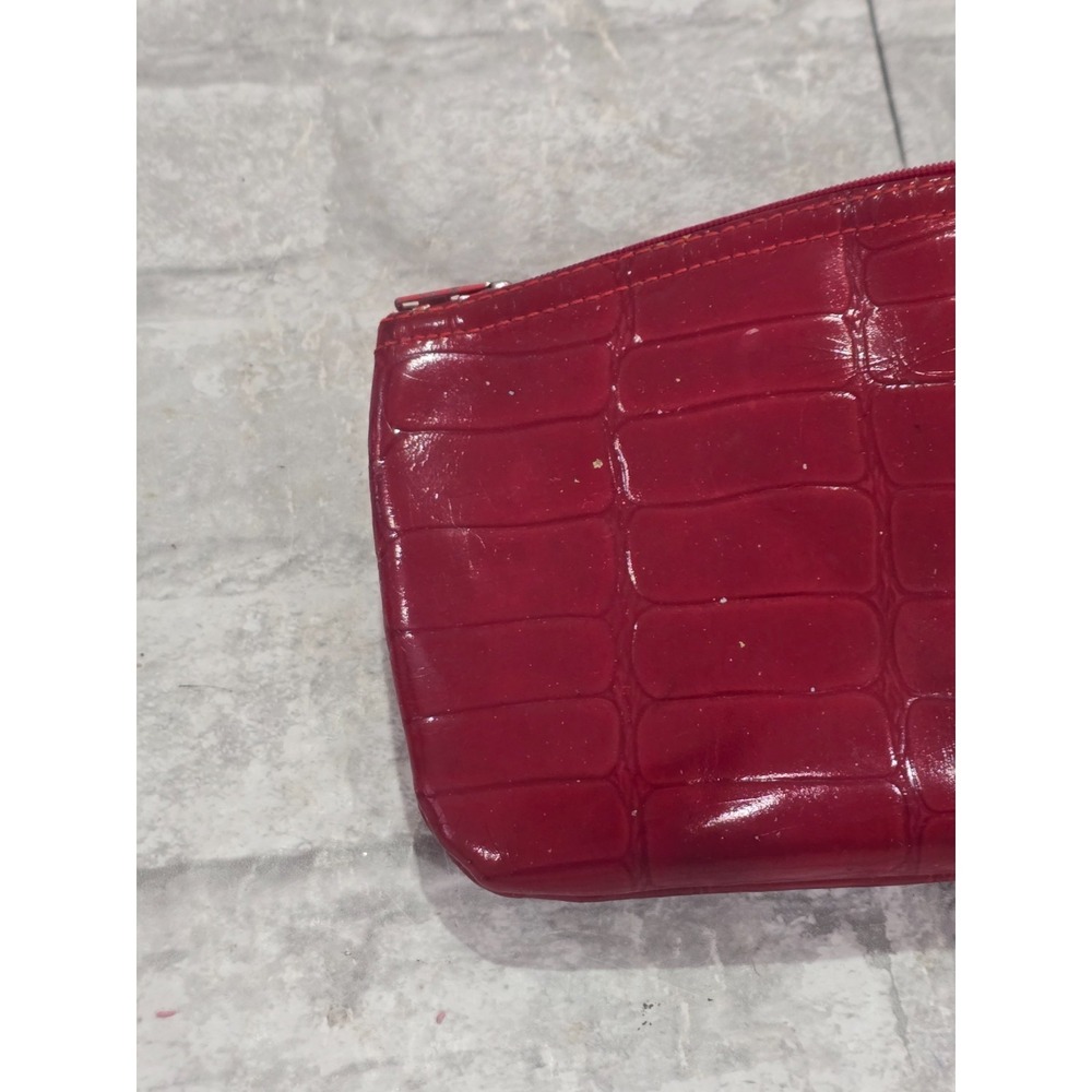 Givenchy Paris Medium Red Croc-Embossed Leather Pouch 7" x 4.5" - Picture 9 of 11